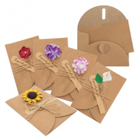 TARJETAS VINTAGE FLORES SECAS PACK DE 10