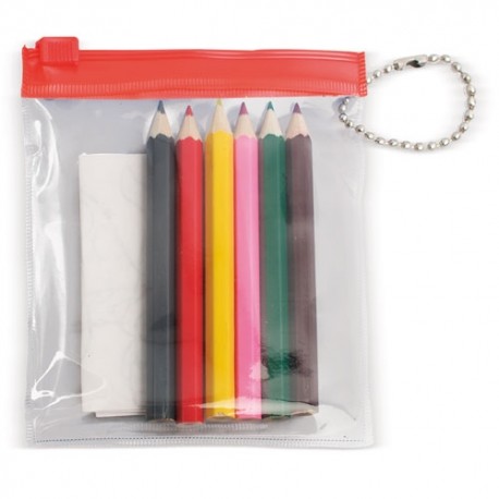BOLSA PVC LAPICES COLORES ROJO
