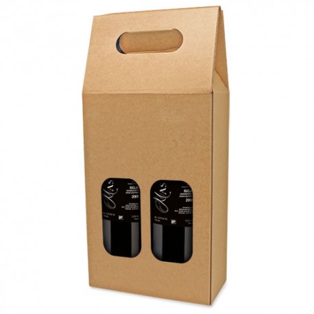 CAJA CARTON VENTANA 2 BOTELLAS