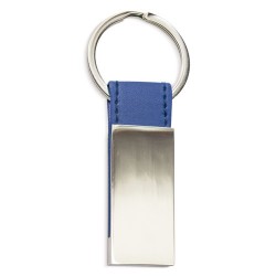 LLAVERO METALICO PIEL AZUL