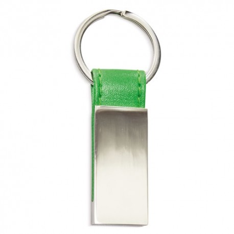 LLAVERO METALICO PIEL VERDE