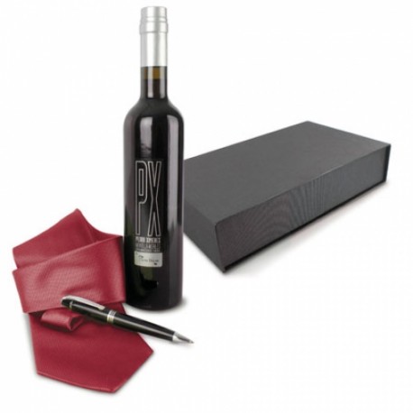 ESTUCHE VINO CON CORBATA Y BOLIGRAFO