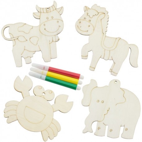 SET PIEZAS MADERA HAPPY4 PCS