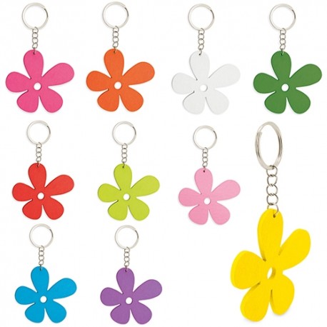LLAVERO DE MADERA HAPPY FLOWER 1 PACK 10 UDS