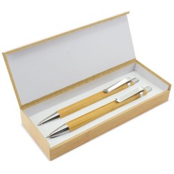 SET BOLIGRAFO Y PORTAMINAS BAMBU
