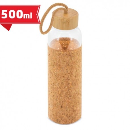 BOTELLA CRISTAL TAPON BAMBU CORCHO